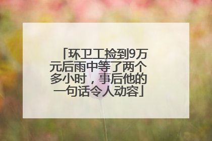 环卫工捡到9万元后雨中等了两个多小时，事后他的一句话令人动容
