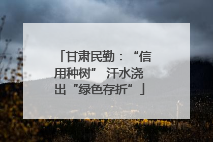 甘肃民勤：“信用种树” 汗水浇出“绿色存折”