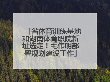 省体育训练基地和湖南体育职院新址选定！毛伟明部署规划建设工作