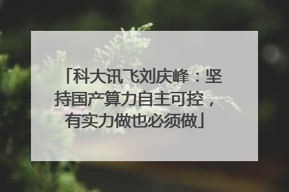 科大讯飞刘庆峰：坚持国产算力自主可控，有实力做也必须做