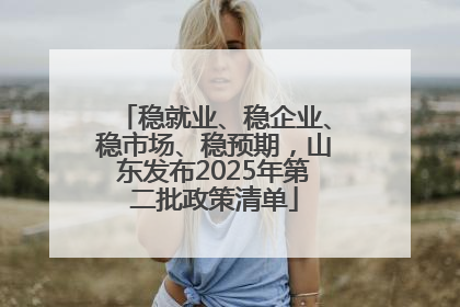 稳就业、稳企业、稳市场、稳预期，山东发布2025年第二批政策清单