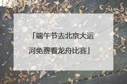 端午节去北京大运河免费看龙舟比赛