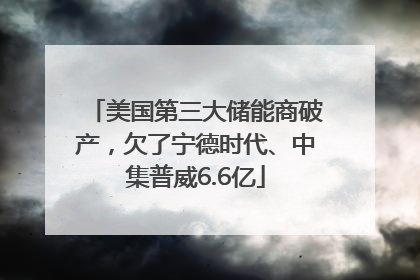 美国第三大储能商破产，欠了宁德时代、中集普威6.6亿