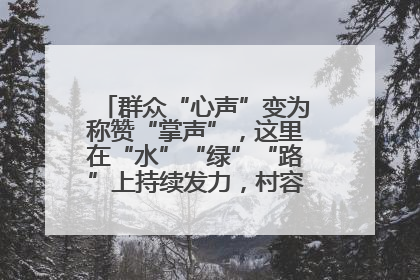 群众“心声”变为称赞“掌声”，这里在“水”“绿”“路”上持续发力，村容村貌焕然一新