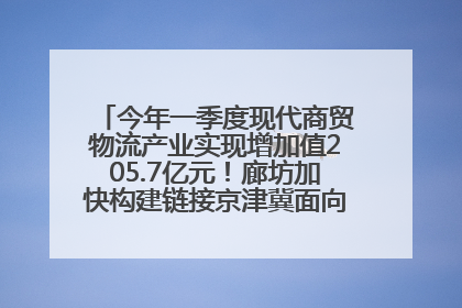 今年一季度现代商贸物流产业实现增加值205.7亿元！廊坊加快构建链接京津冀面向全世界的物流通道