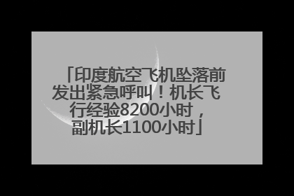 印度航空飞机坠落前发出紧急呼叫！机长飞行经验8200小时，副机长1100小时