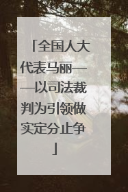 全国人大代表马丽——以司法裁判为引领做实定分止争