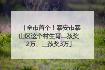 全市首个！泰安市泰山区这个村生育二孩奖2万、三孩奖3万
