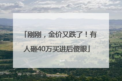 刚刚，金价又跌了！有人砸40万买进后傻眼