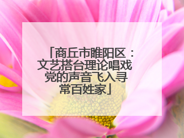 商丘市睢阳区：文艺搭台理论唱戏 党的声音飞入寻常百姓家