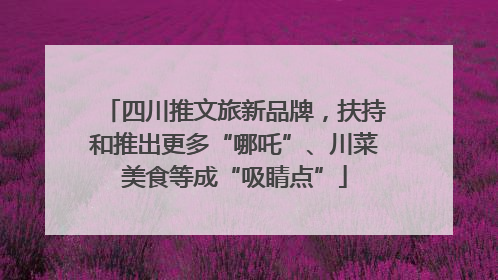 四川推文旅新品牌，扶持和推出更多“哪吒”、川菜美食等成“吸睛点”