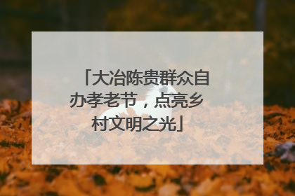 大冶陈贵群众自办孝老节，点亮乡村文明之光