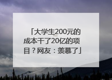 大学生200元的成本干了20亿的项目？网友：羡慕了