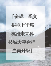 奋战二季度 拼抢上半场 杭州未来科技城大平台担当再升级