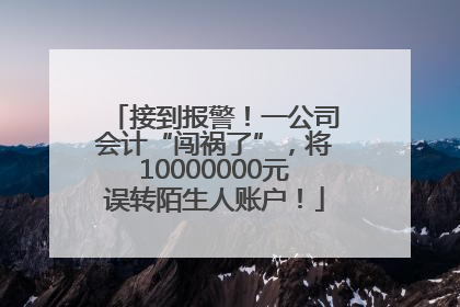 接到报警！一公司会计“闯祸了”，将10000000元误转陌生人账户！