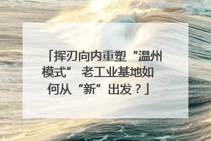 挥刃向内重塑“温州模式” 老工业基地如何从“新”出发？