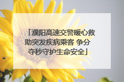 濮阳高速交警暖心救助突发疾病乘客 争分夺秒守护生命安全