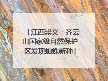 江西崇义：齐云山国家级自然保护区发现蜘蛛新种