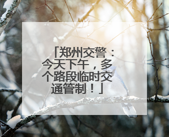 郑州交警：今天下午，多个路段临时交通管制！