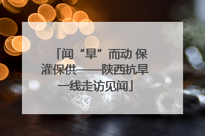 闻“旱”而动 保灌保供——陕西抗旱一线走访见闻